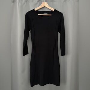 Markus Lupfer 100% Merino Wool Black Long-Sleeve Dress with Cut-Out Details